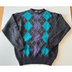 Christopher Hayes Wool Sweater Mens Large Argyle Diamond Made in Ireland Vintage